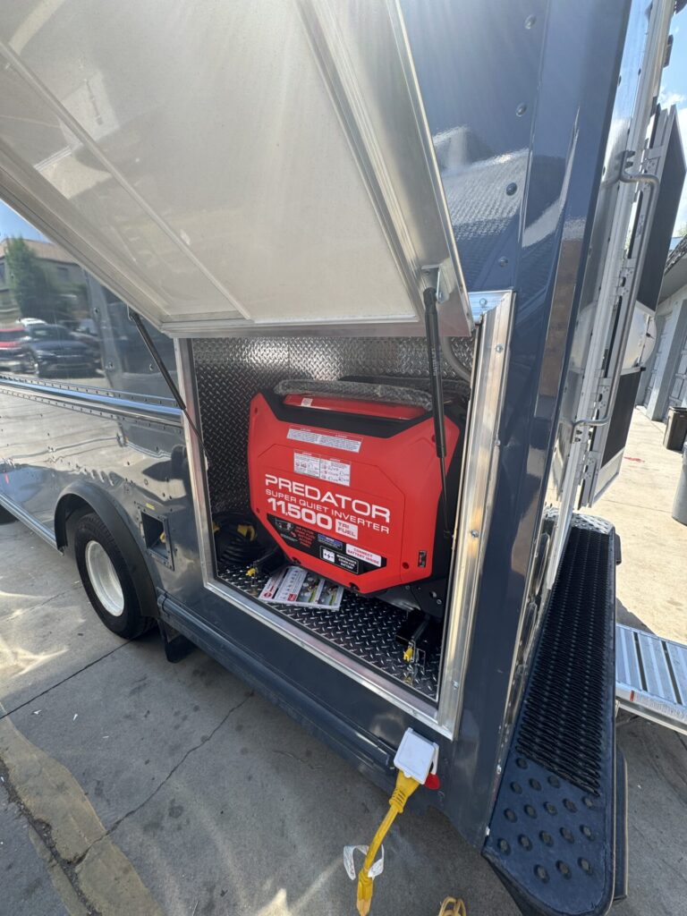 Onboard 12kW generator for off-grid catering