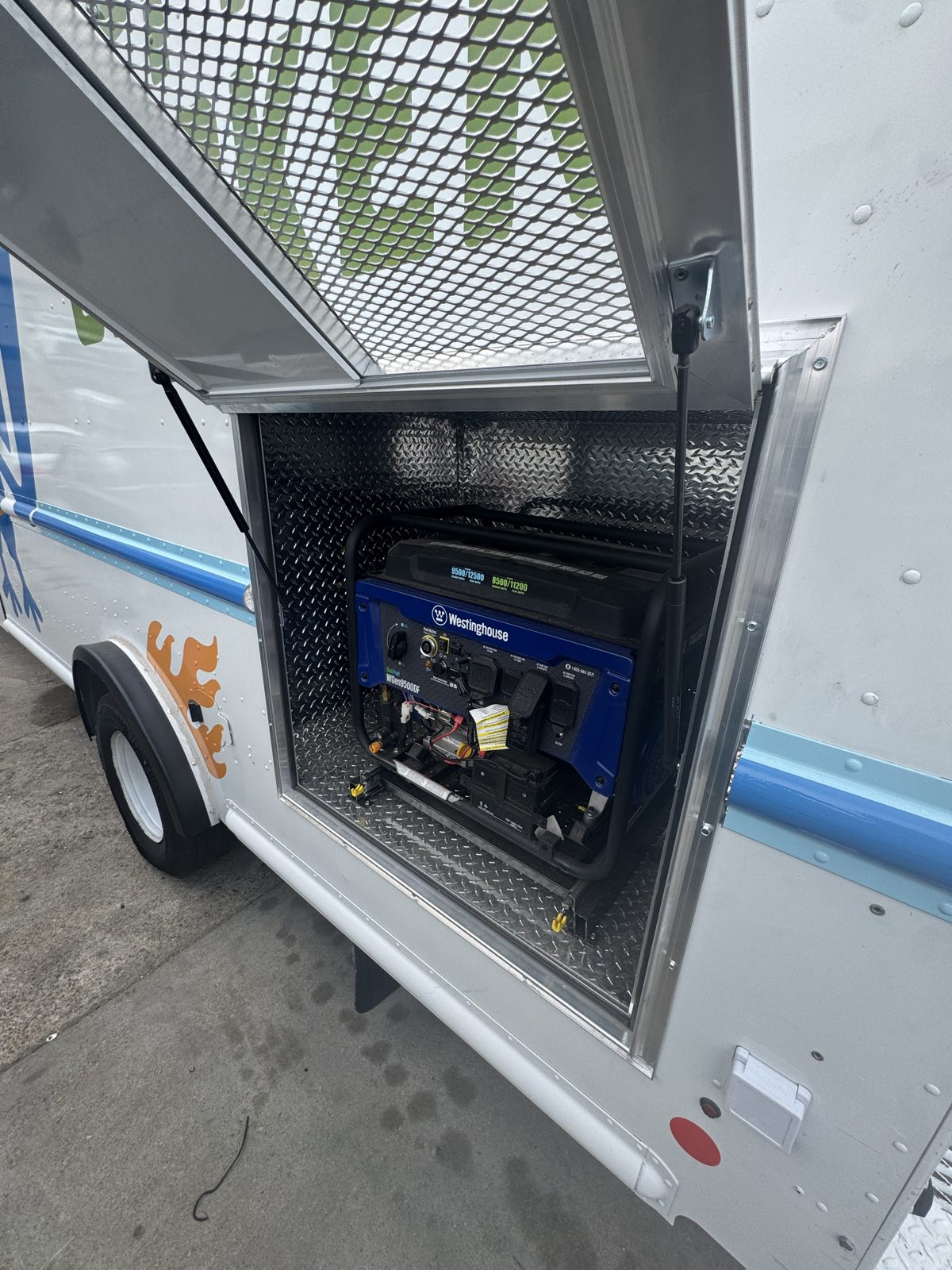 12kW generator compartment on the Sapphire Chicken food truck