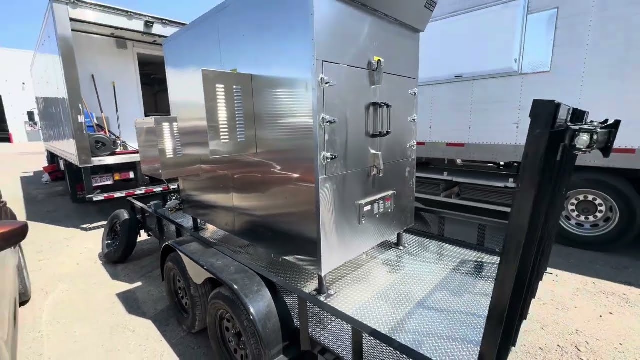 Barbecue trailer with the smoker built onto a flatbed, for Denver, Colorado